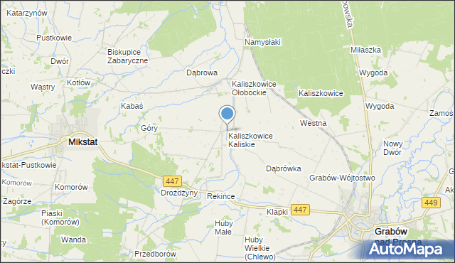 mapa Kaliszkowice Kaliskie, Kaliszkowice Kaliskie na mapie Targeo